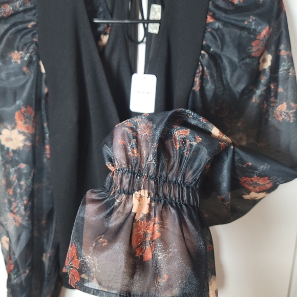 Intimately Free People Black Floral Bodysuit | Size Medium | NWT - Picture 3 of 8